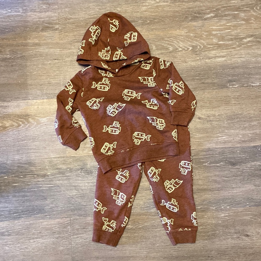 Carter’s Brown Bulldozer Sweatshirt And Sweatpants Set Size 18 M